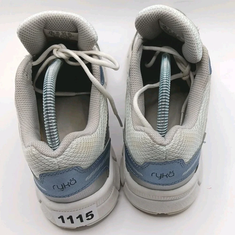 Ryka Shoes Womens 8.5M‎ Harmony SMT Sporty Low Sneakers White Blue Mesh Lace Up